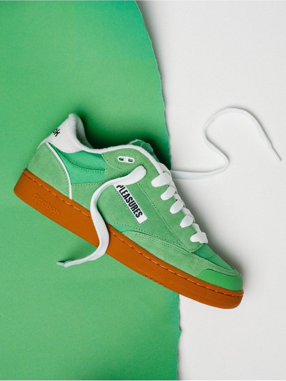 Puma Green and White Low-Top Sneakers with Gum Sole